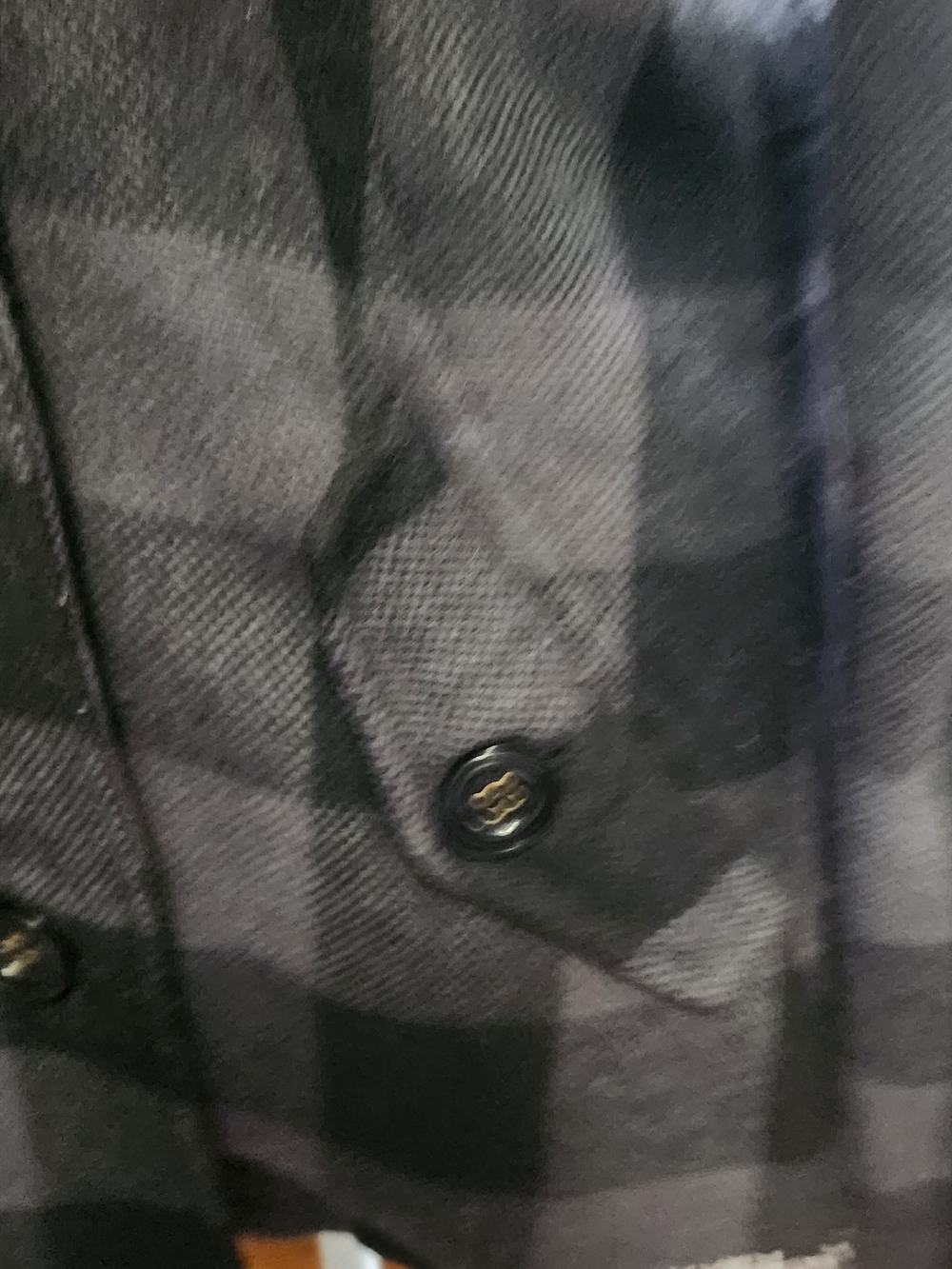Billabong Black and Gray Plaid Double-Breasted Pea Coat - Picture 5 of 7
